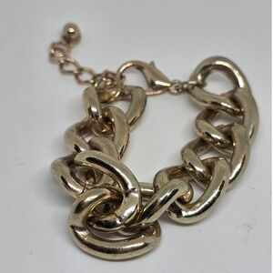 Chunky Chain Bracelet Gold Tone Statement Jewelry Adjustable